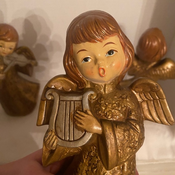 MCM Vintage Golden Musical Themed Angels set of 3 - Picture 7 of 10